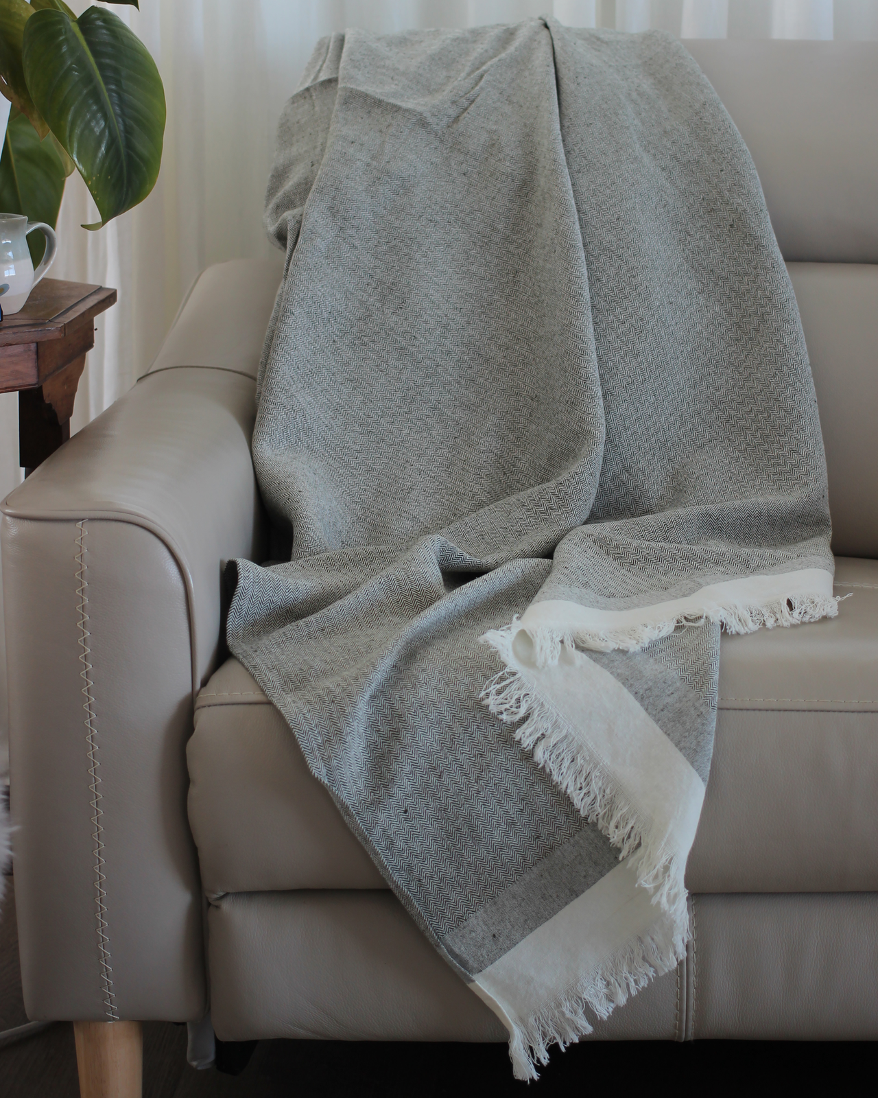 Herringbone Throw Burnt Olive 130x170