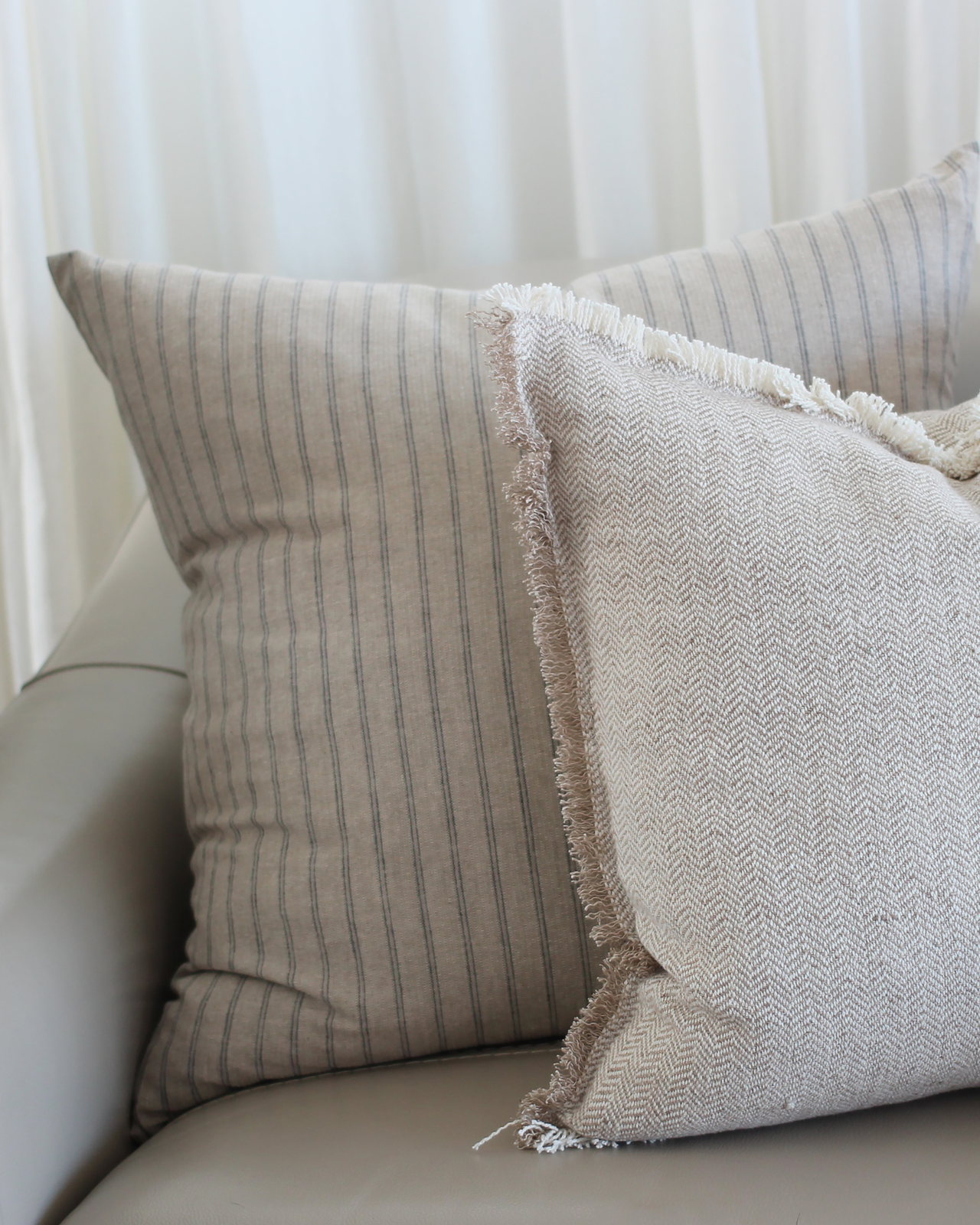 Heavy Herringbone Cushion Taupe 60x60