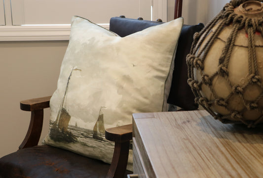 Nautical In Sage Cushion - Sails