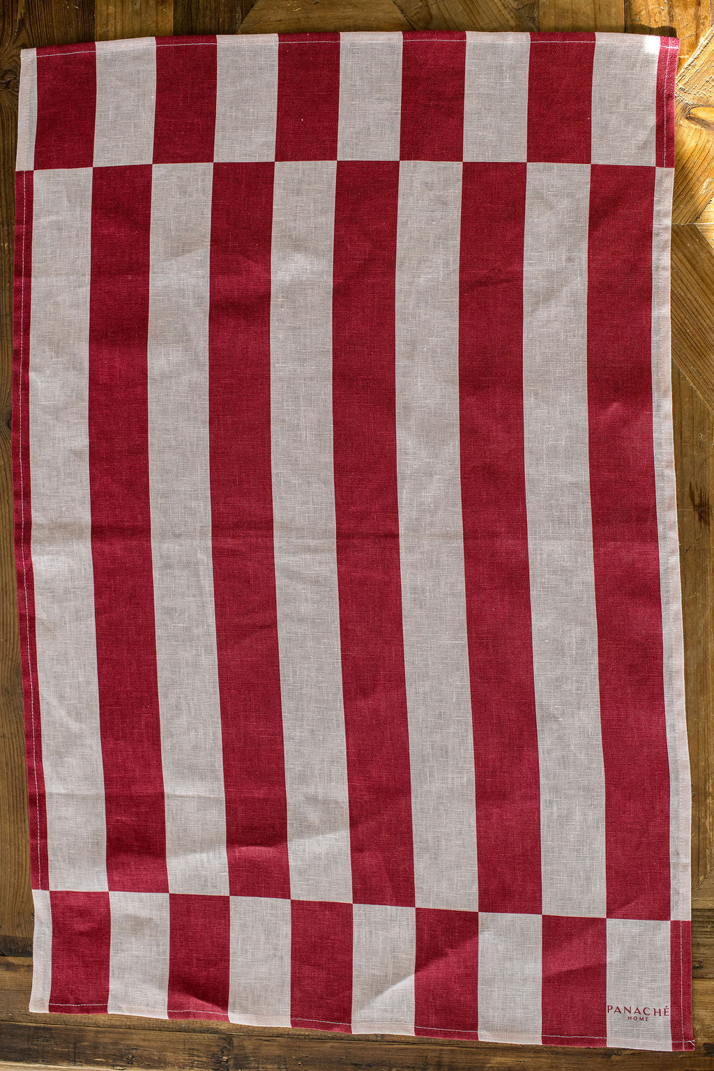 Linen Tea Towel - Red & Pink Stripe