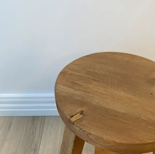 Reclaimed Wood Round Stool, Natural