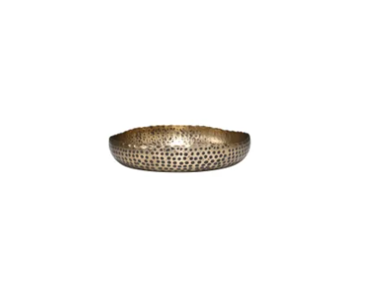 ANKARA Hammered Low Bowl - Vintage Brass Finish