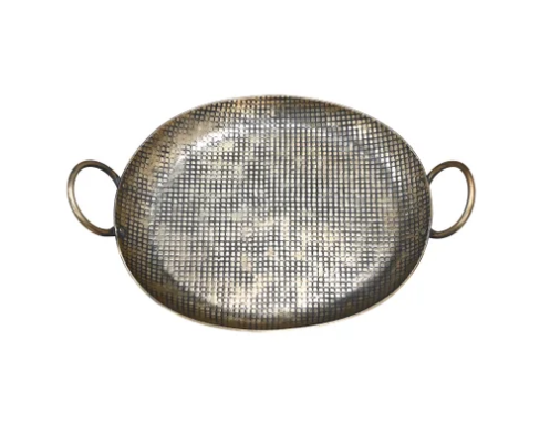 ANKARA Tray w/Handles - Vintage Brass Finish