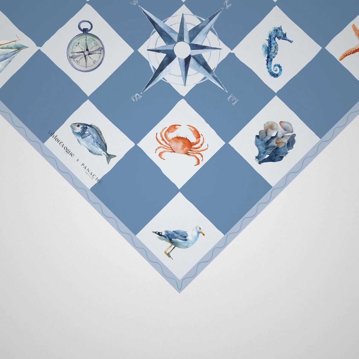 Sea Life Panache x VV Dark Blues Linen Scarf