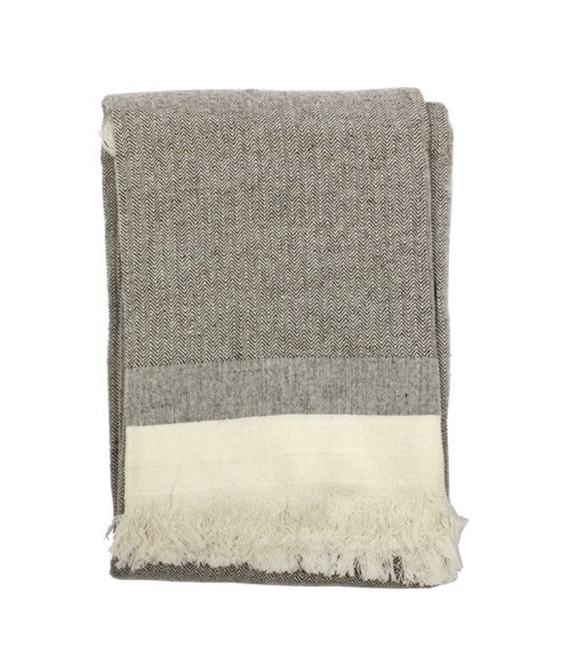 Herringbone Throw Burnt Olive 130x170