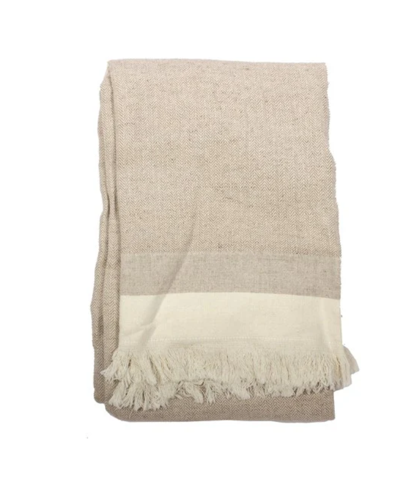 Herringbone Throw Taupe 130x170