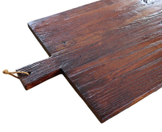 50cm Wooden Round Serving Board - Dark Elm with Handle