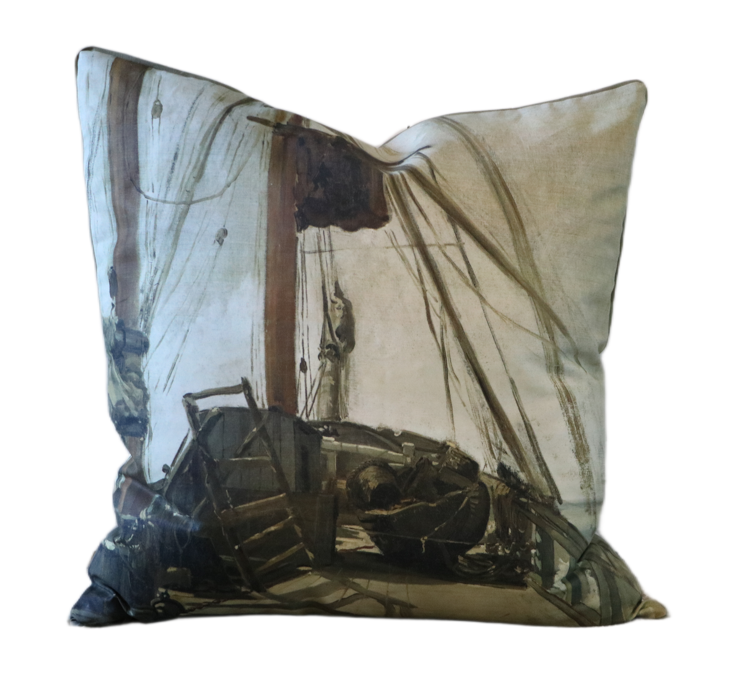 Nautical In Sage Cushion - On Deck