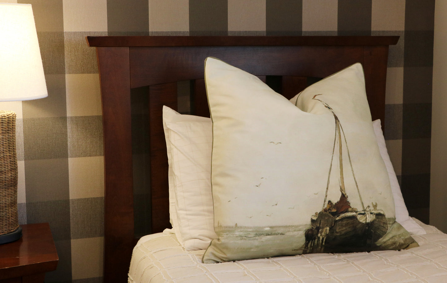 Nautical In Sage Cushion - The Mast