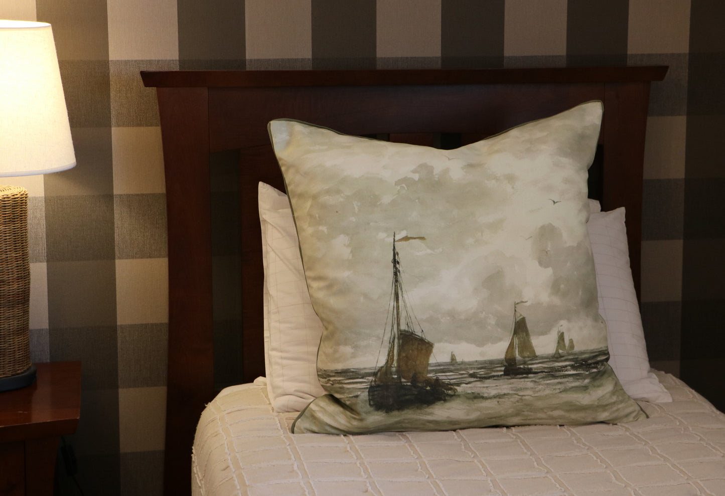 Nautical In Sage Cushion - Sails