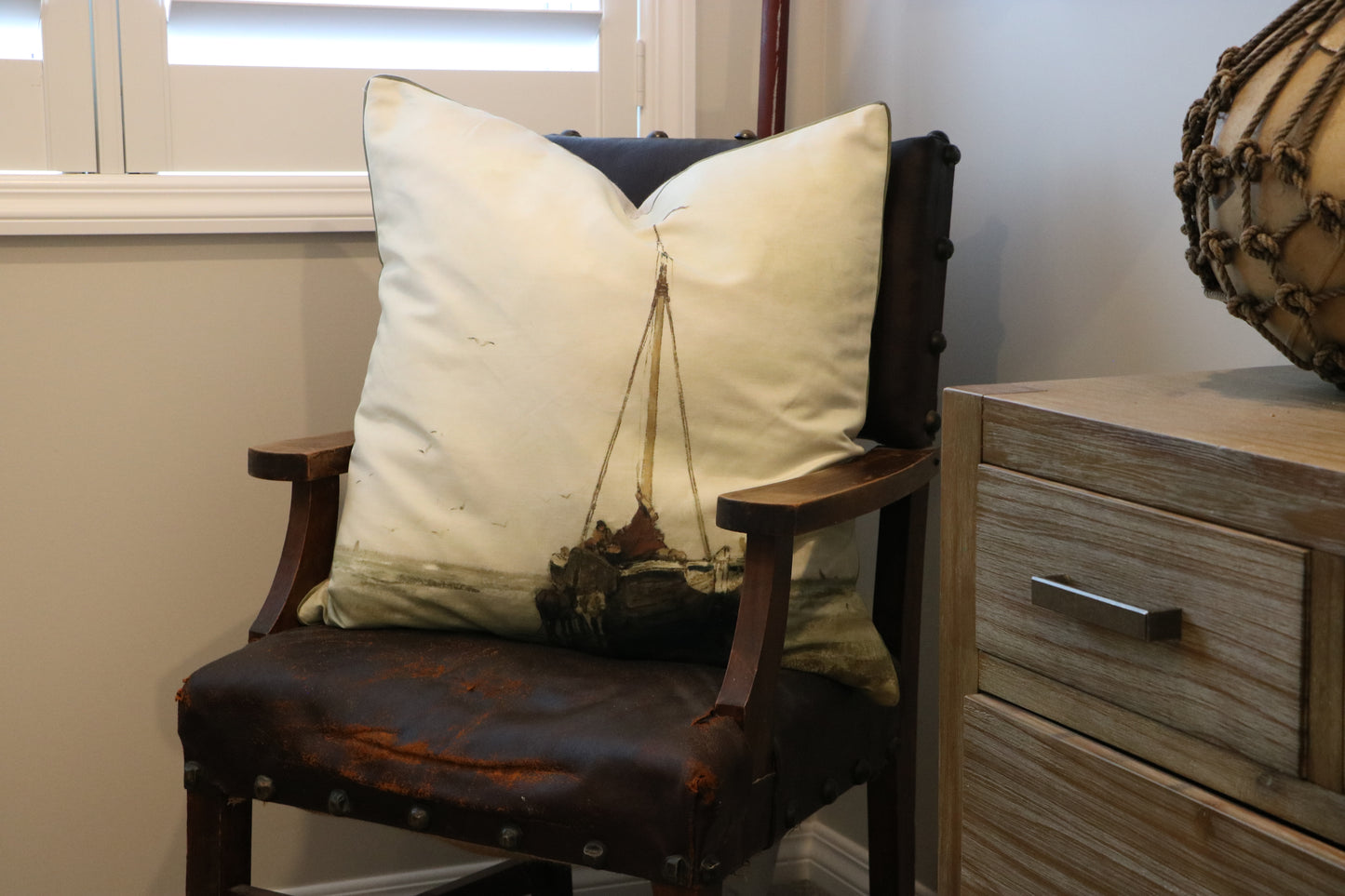 Nautical In Sage Cushion - The Mast