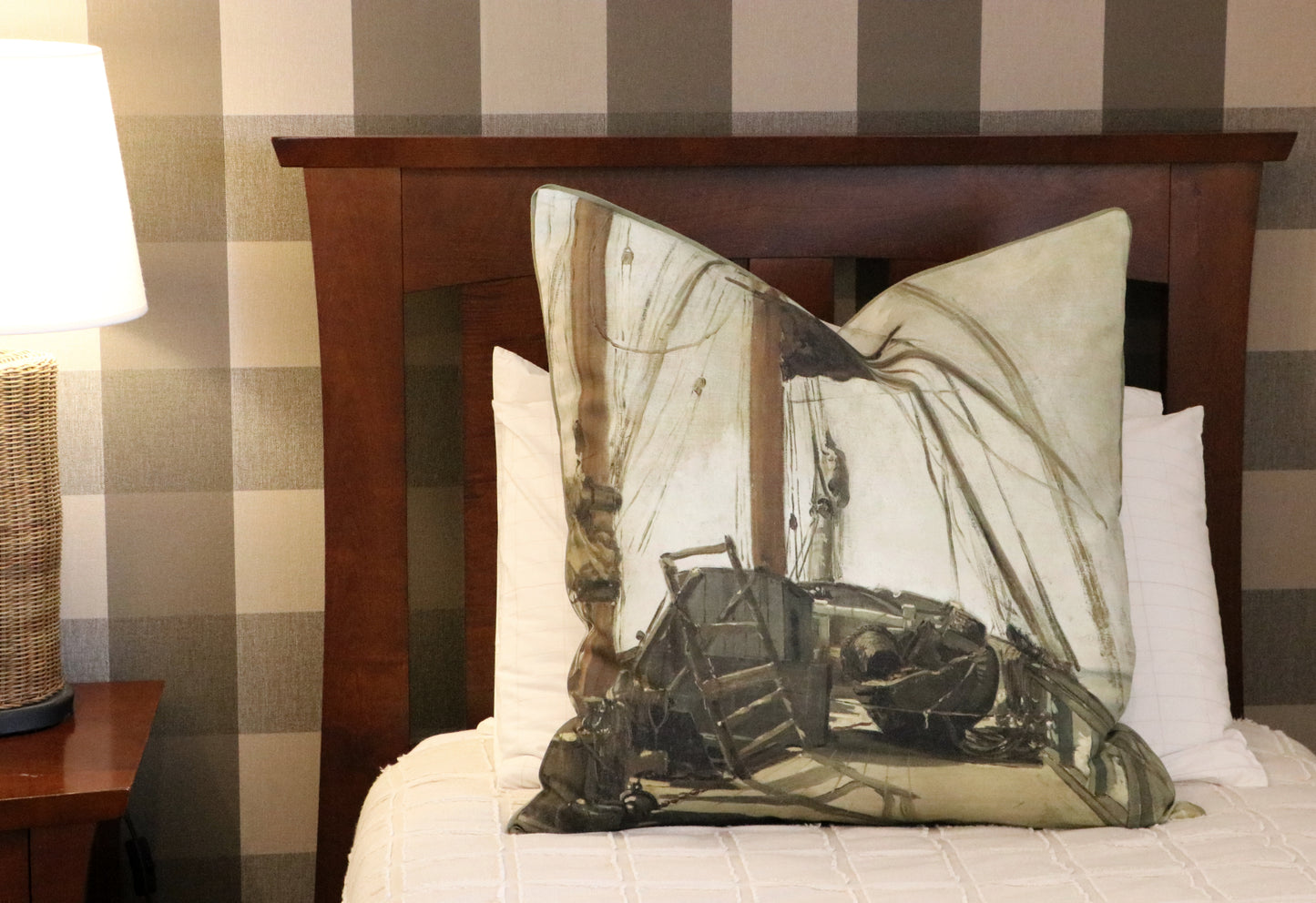 Nautical In Sage Cushion - On Deck