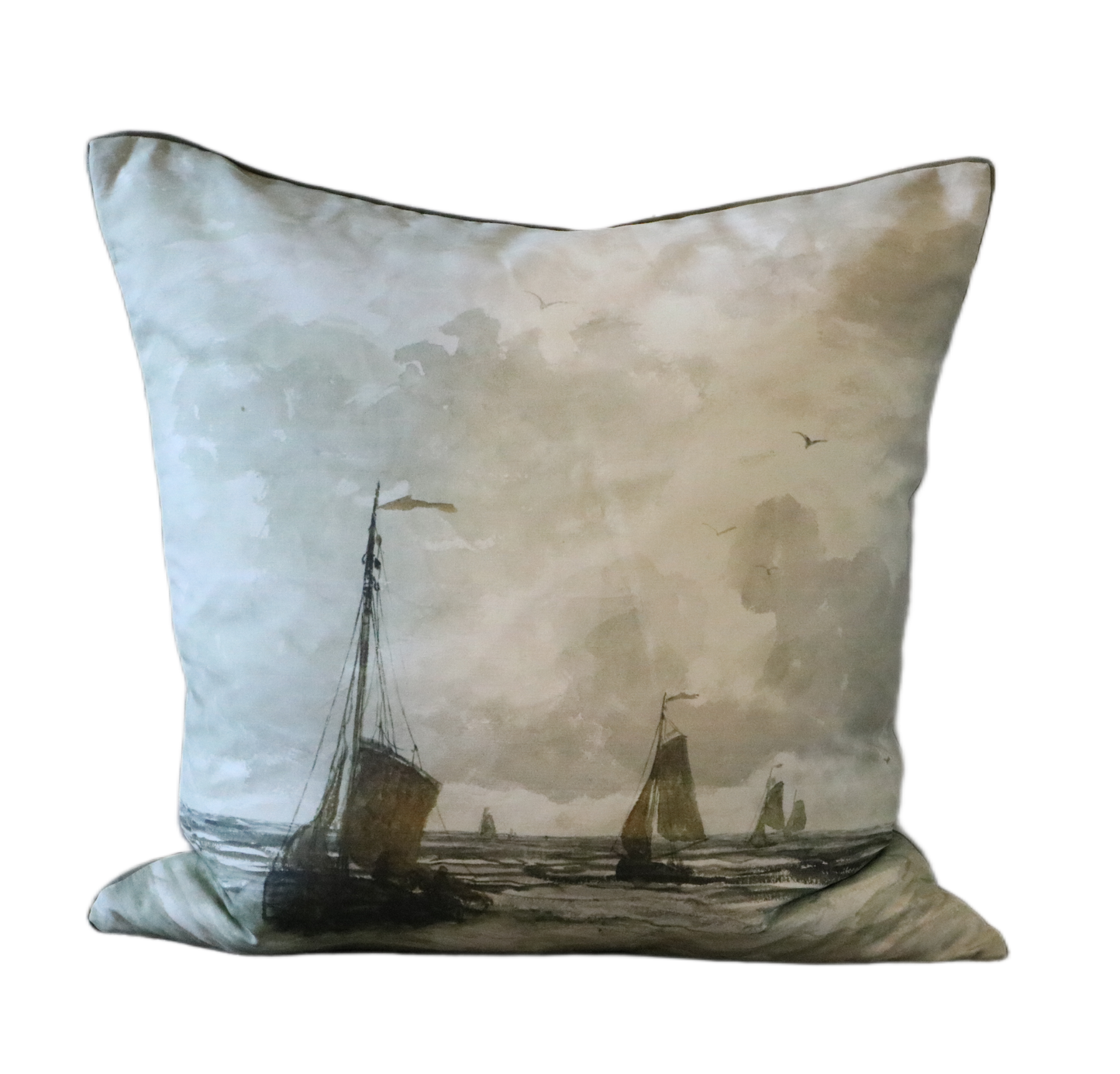 Nautical In Sage Cushion - Sails