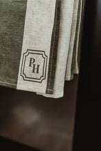 Linen Tea Towel - Green Striped