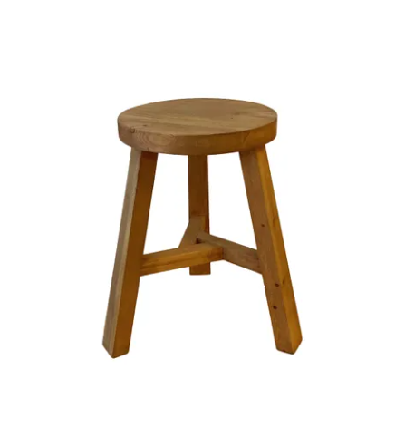 Reclaimed Wood Round Stool, Natural