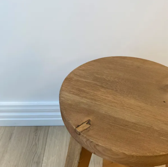 Reclaimed Wood Round Stool, Natural