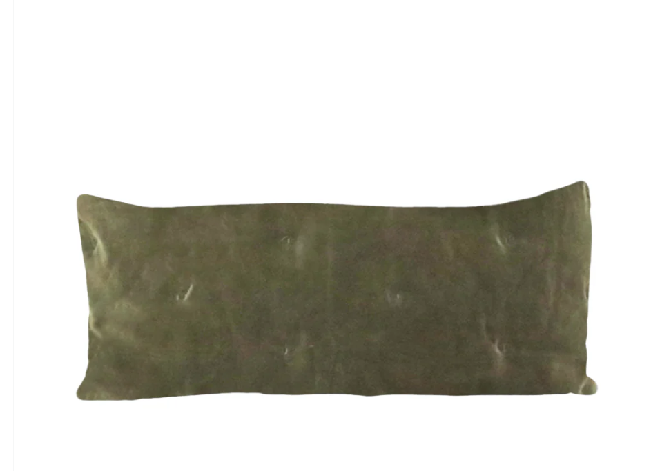 MASON BEE VELVET BREAKFAST CUSHION OLIVE GREEN 30x60