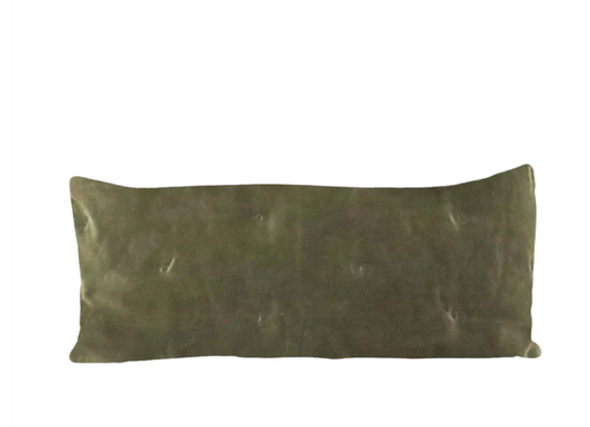 MASON BEE VELVET BREAKFAST CUSHION OLIVE GREEN 30x60