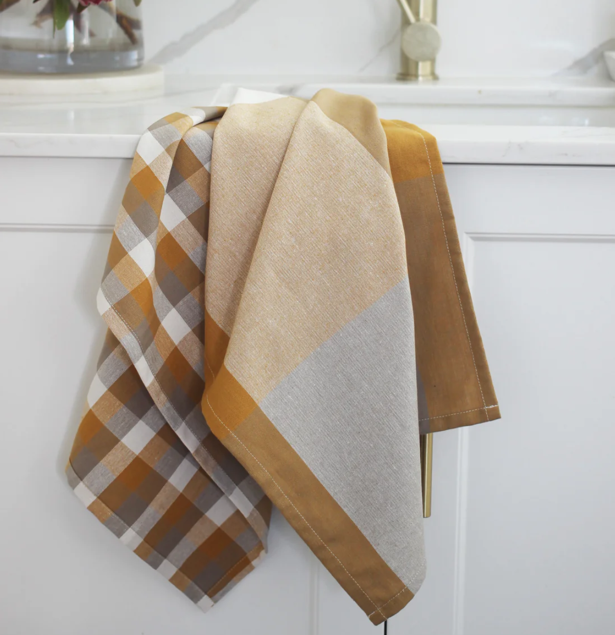 Giant Check Tea Towel S/2 Mustard