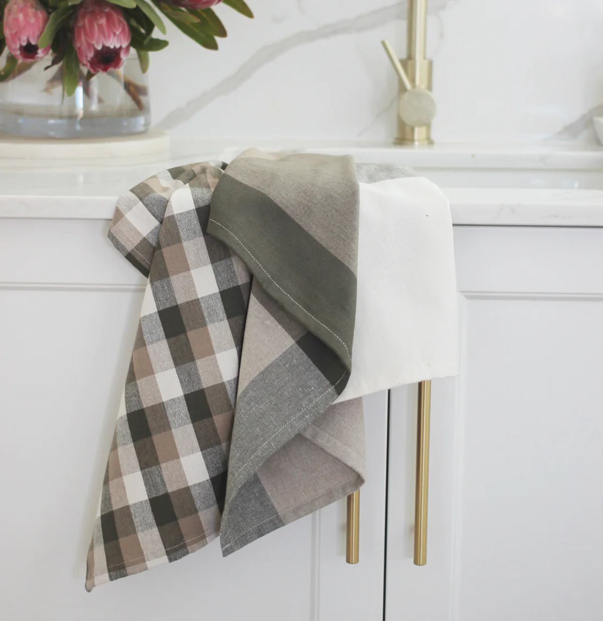 Giant Check Tea Towel S/2 Olive