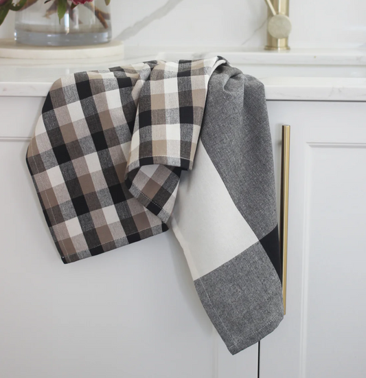 Giant Check Tea Towel S/2 Black