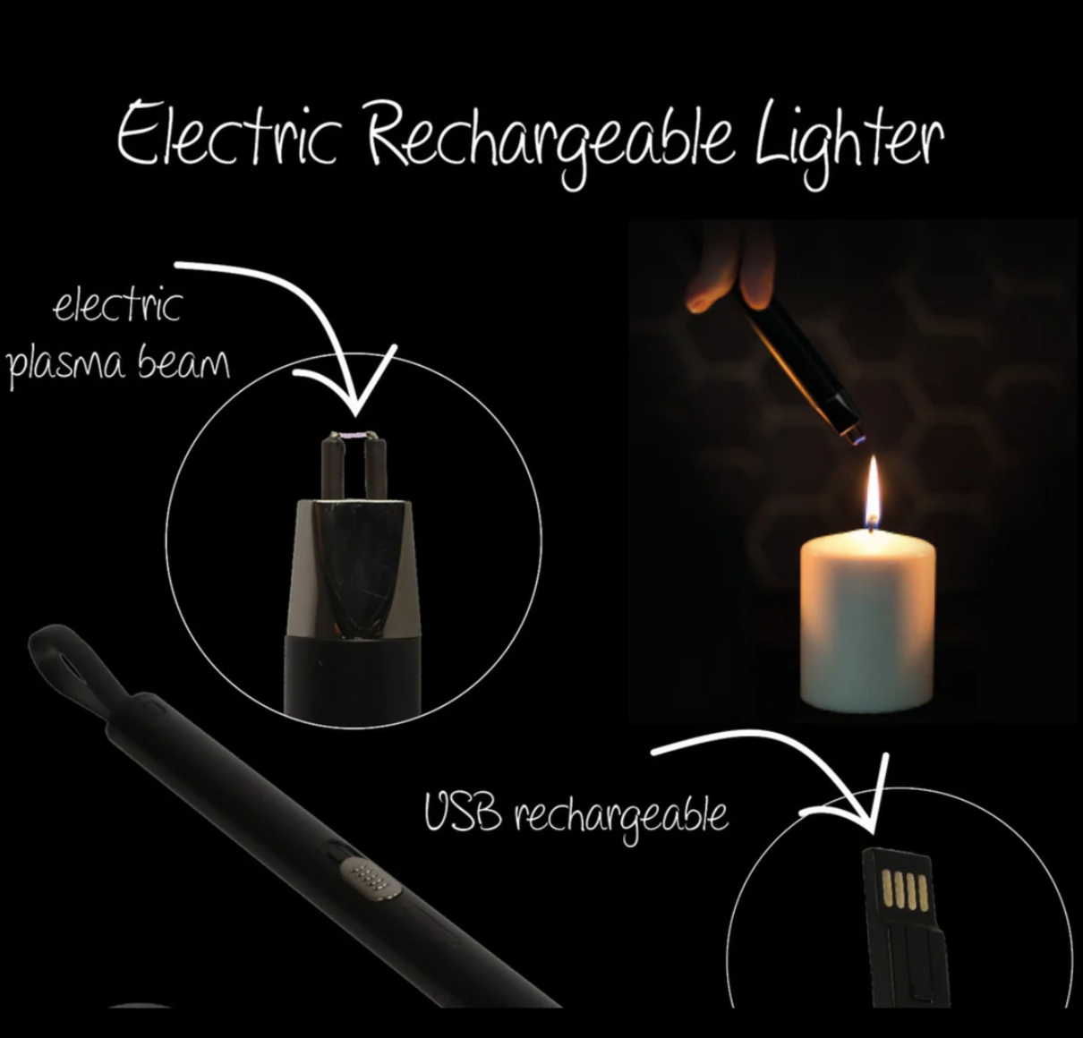 Rechargeable Arc Lighter Black