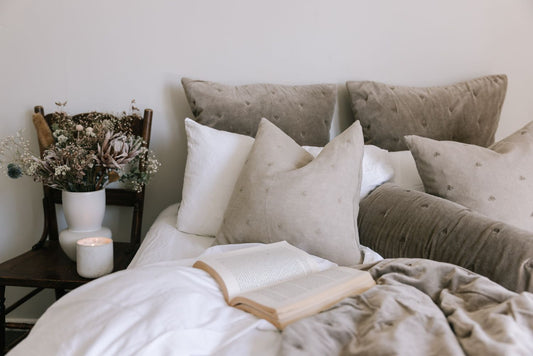 MASON BEE VELVET CUSHION STONE 60X60