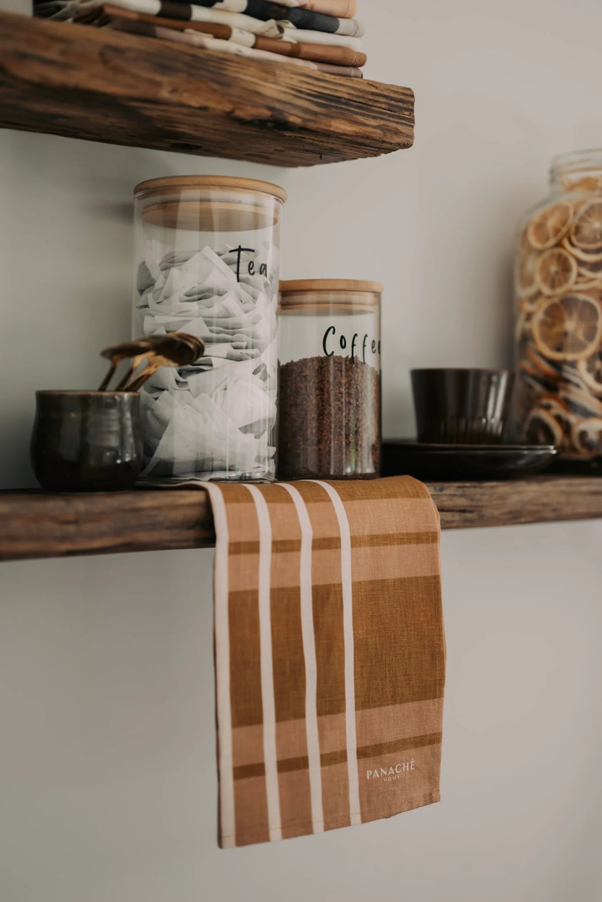 Linen Tea Towel - No.5 Tan Stripe