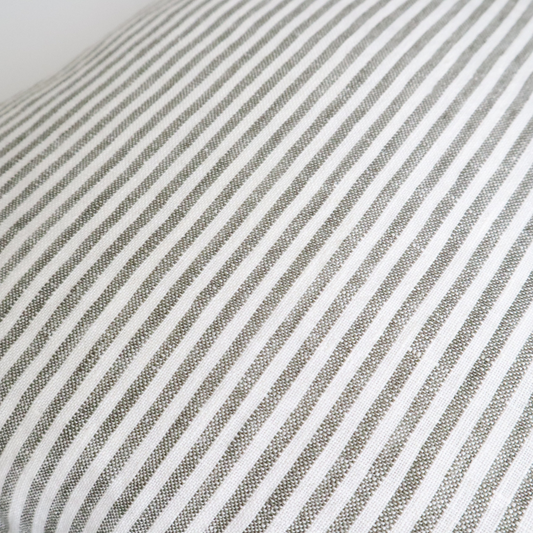LINEN STRIPE CUSHION OLIVE GREEN 50x40